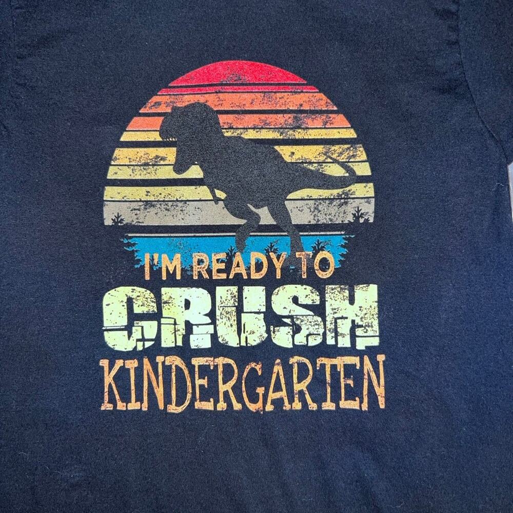I’m Ready To Crush Kindergarten Dinosaur T-Rex Black Kids T-shirt - Size: XS (5)